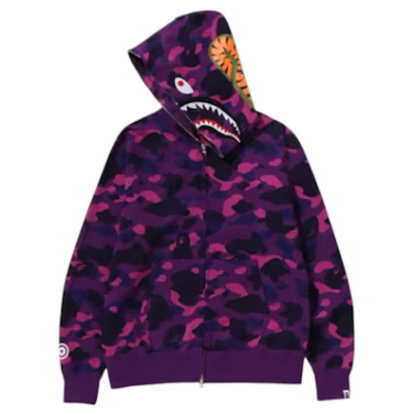BAPE Color Camo Shark Full Zip Hoodie (FW24) Purple