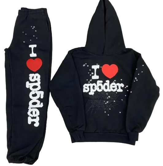 Sp5der I Heart SP5 Souvenir Sweatsuit Black