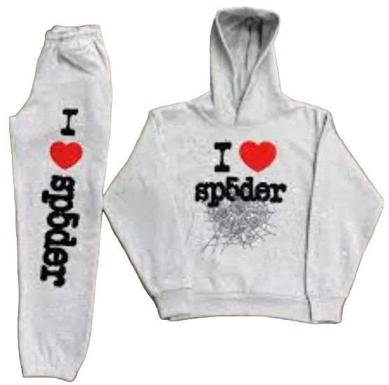 Sp5der I Heart SP5 Souvenir Sweatsuit Grey