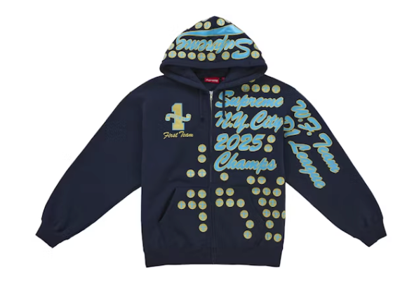 Supreme League Champs Zip Up Hooded Sweatshirt Navy