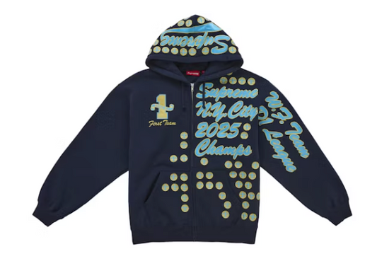 Supreme League Champs Zip Up Hooded Sweatshirt Navy