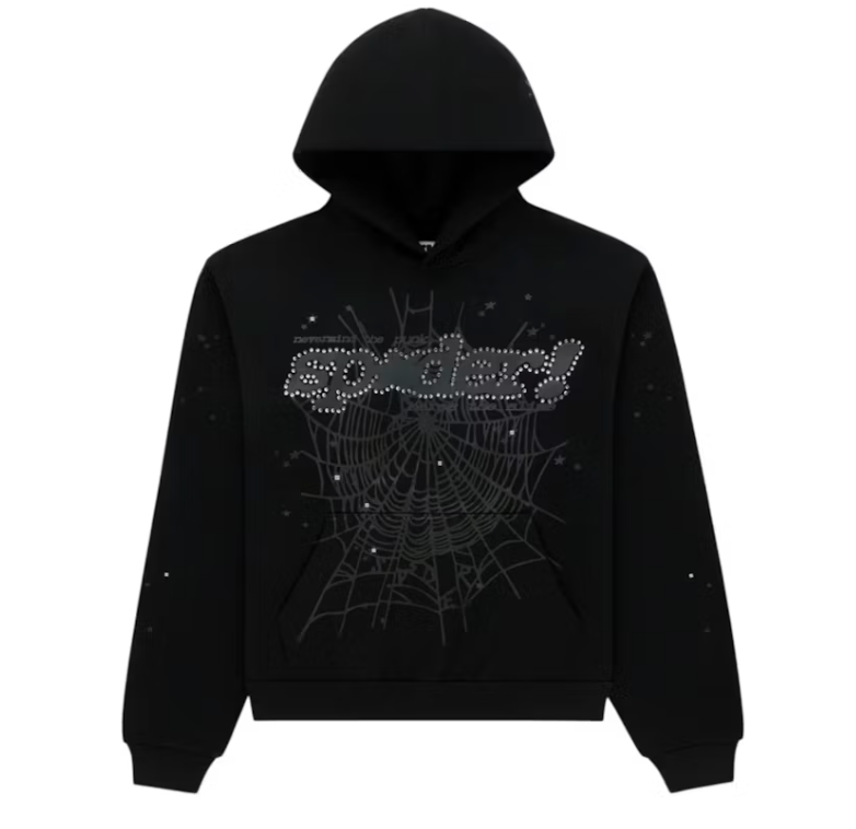 Sp5der Rhinestone Punk V2 Hoodie & Sweatpants Set Black