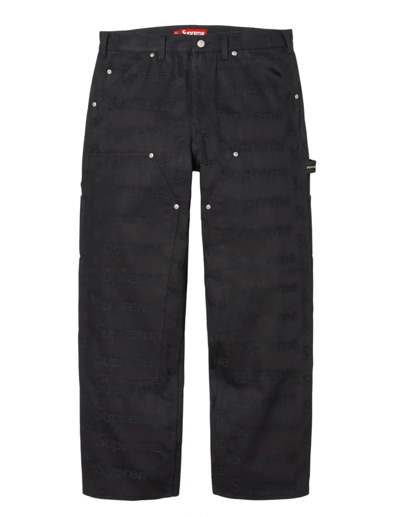 Supreme Jacquard Logos Double Knee Denim Painter Jean Black