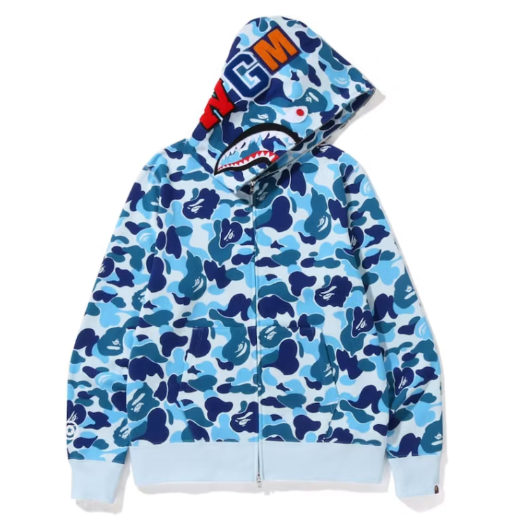 BAPE Big ABC Camo Shark Full Zip Hoodie Blue