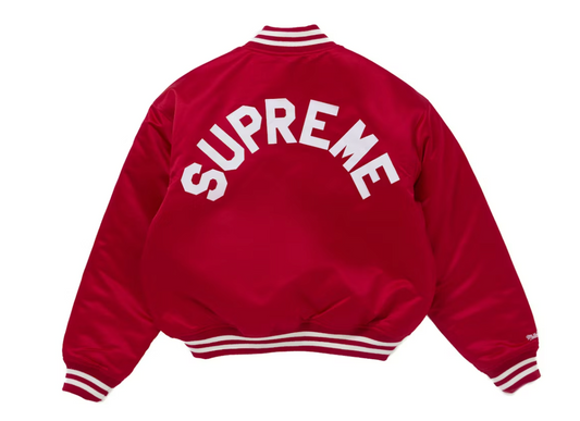 Supreme Mitchell & Ness Satin Varsity Jacket (FW24) Red