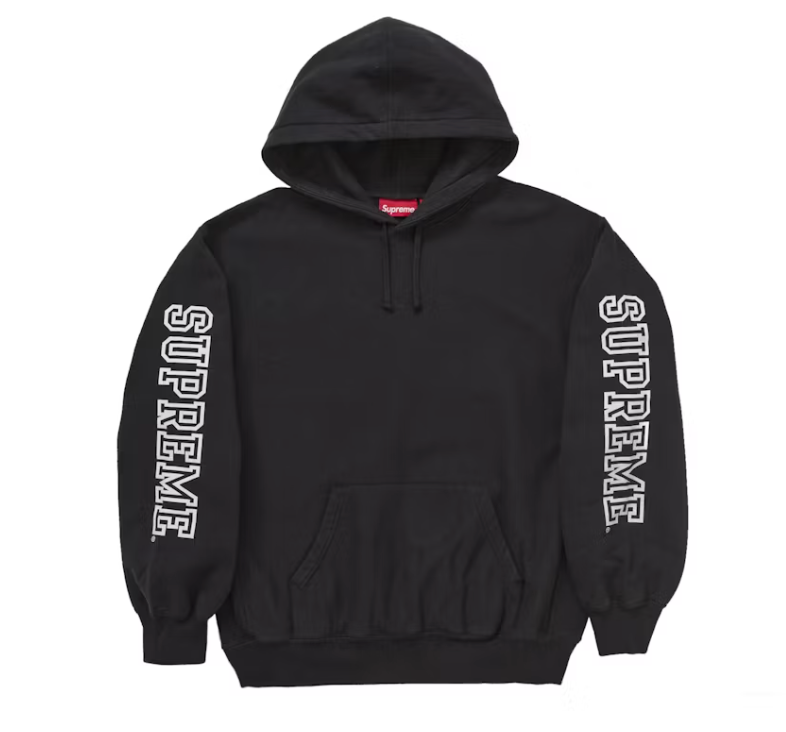 Supreme Collegiate Sleeve Hooded Sweatshirt Black