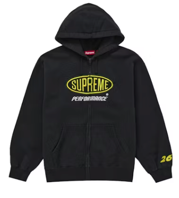Supreme Performance Zip Up Hooded Sweatshirt Black