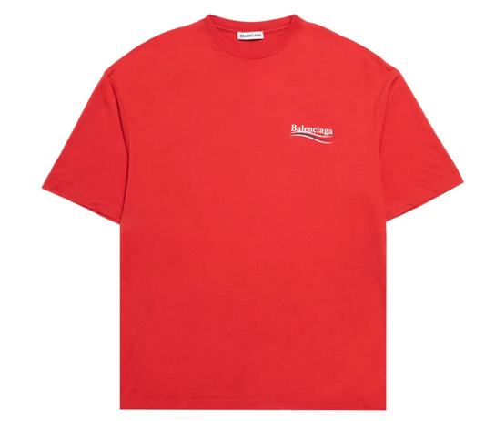 Balenciaga Political Campaign Embroidered Logo Tee Red