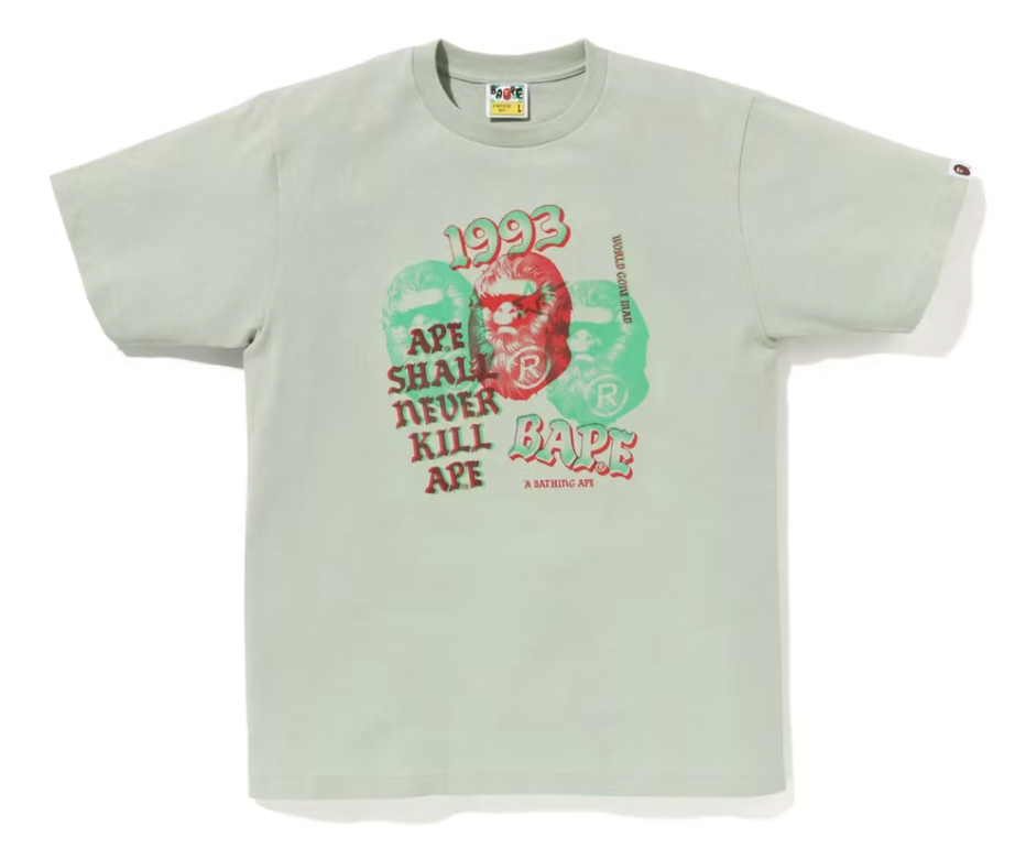 BAPE Pigment Three Ape Head Tee Green