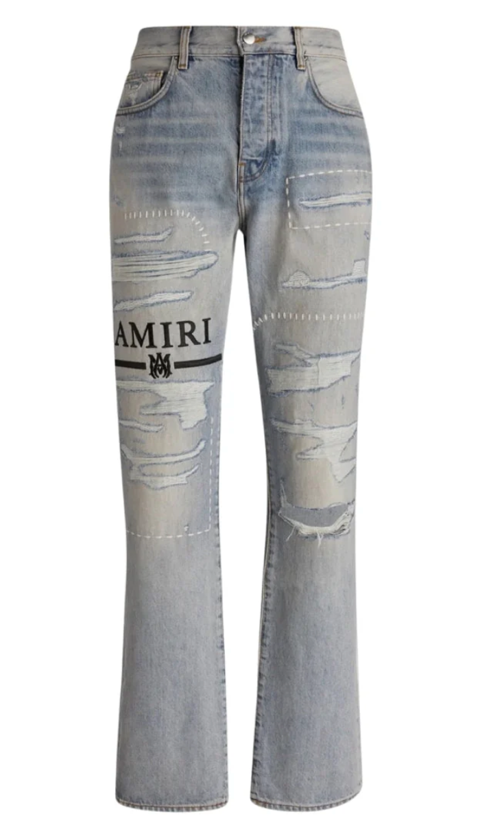 Amiri MA Bar Logo Distressed Jeans