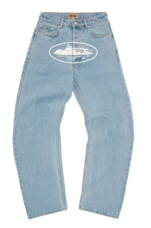 Corteiz Alcatraz Baggy Jeans Washed Blue