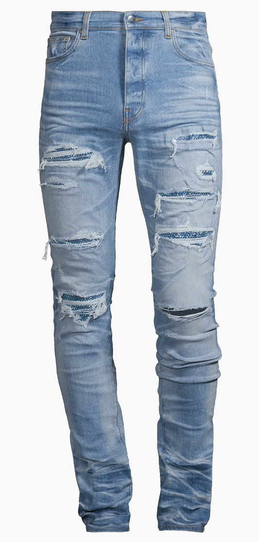 Amiri Crystal Thrasher Jeans Light Indigo