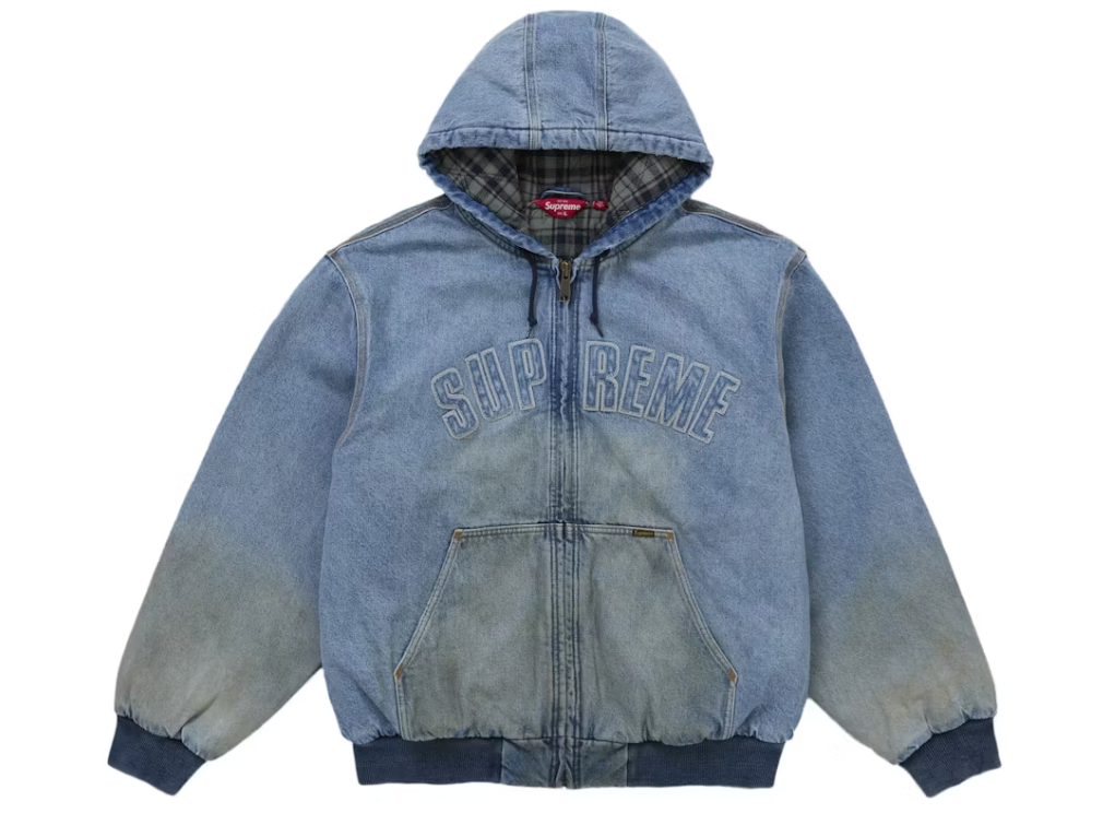 Supreme Reflective Arc Hooded Work Jacket Denim