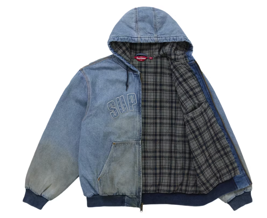 Supreme Reflective Arc Hooded Work Jacket Denim