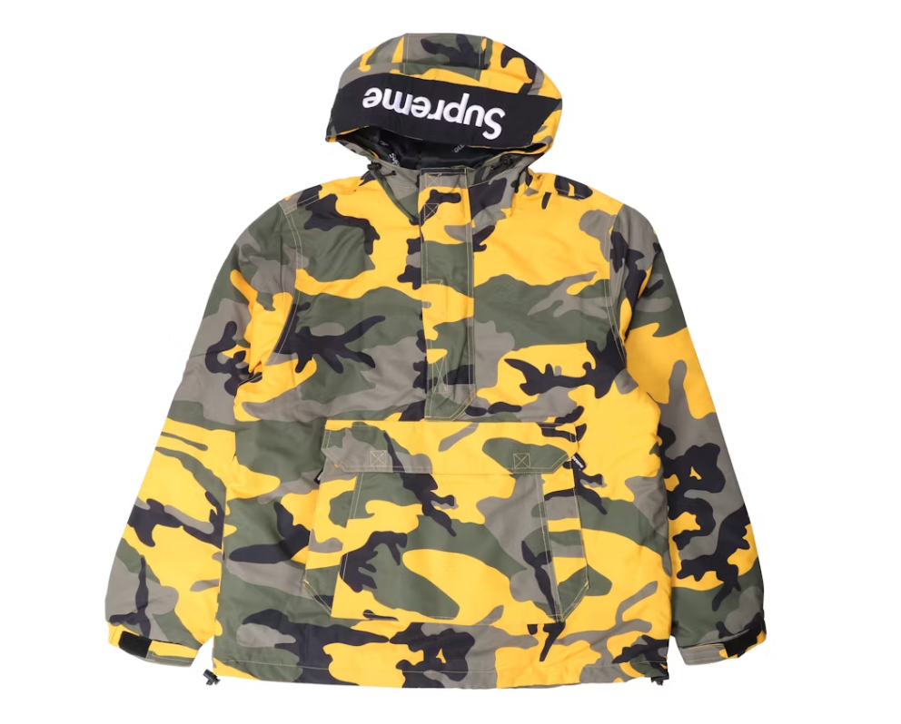 Supreme Hooded Logo Half Zip Pullover Yellow Camo