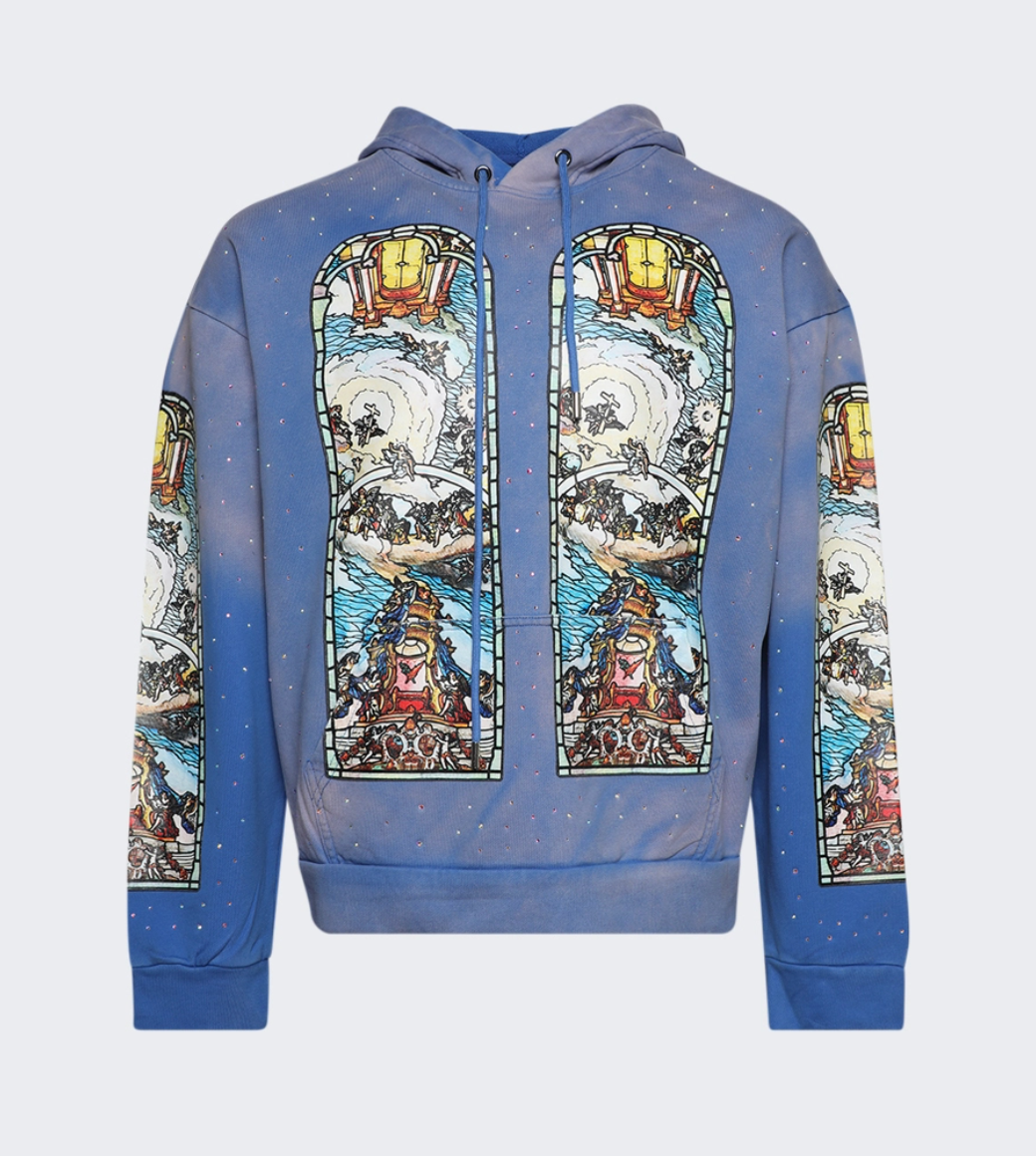 Who Decides War Chalice Embroidered Hooded Sweatshirt Indigo