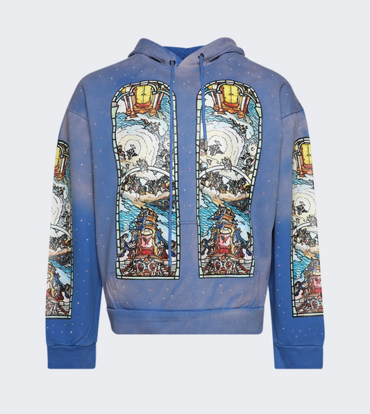 Who Decides War Chalice Embroidered Hooded Sweatshirt Indigo