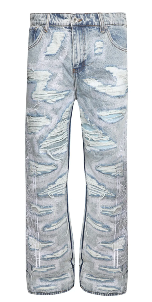 Who Decides War Distress Overlay Bare Pocket Denim Sky