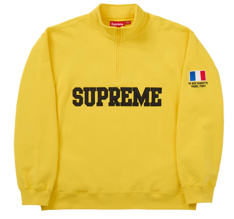 Supreme Paris Shop Flag Half Zip Pullover Yellow