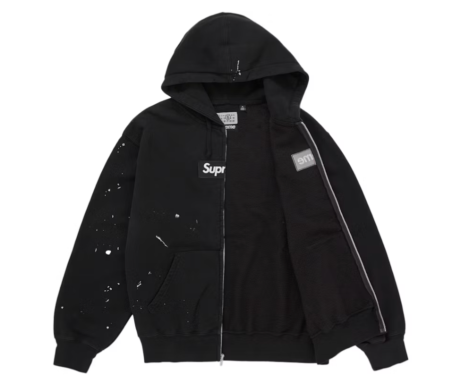 Supreme MM6 Maison Margiela Box Logo Zip Up Hooded Sweatshirt Black