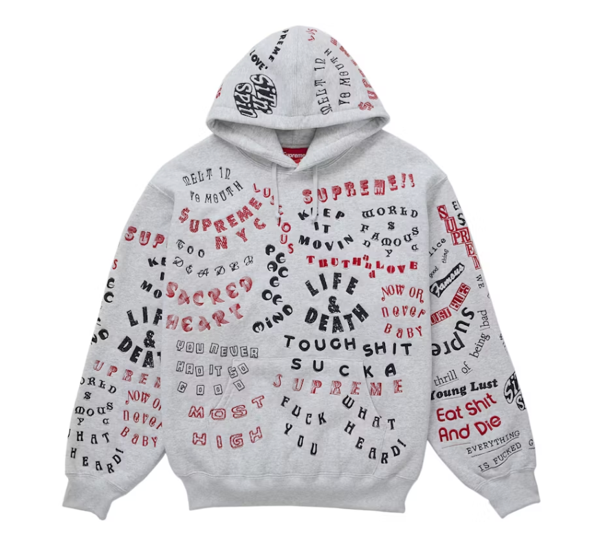 Supreme Too Deadly Hooded Sweatshirt Ash Grey