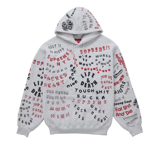 Supreme Too Deadly Hooded Sweatshirt Ash Grey