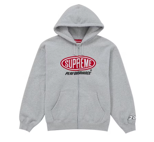 Supreme Performance Zip Up Hooded Sweatshirt Grey