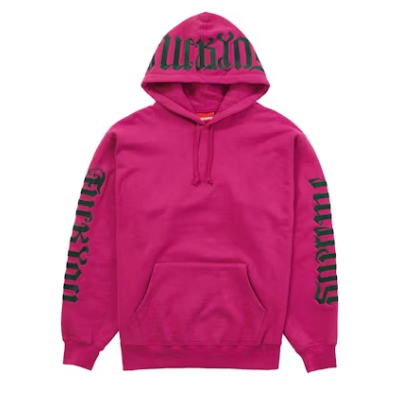 Supreme Ambigram Hooded Sweatshirt Raspberry