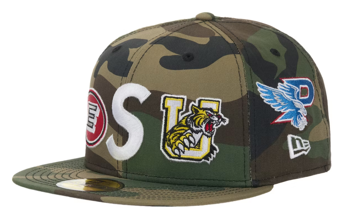 Supreme Mascots S Logo New Era 59Fifty Fitted Cap Woodland Camo