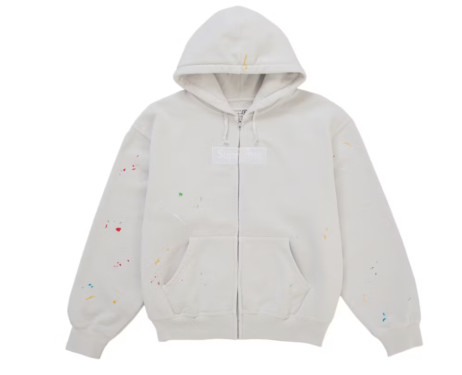 Supreme MM6 Maison Margiela Box Logo Zip Up Hooded Sweatshirt White