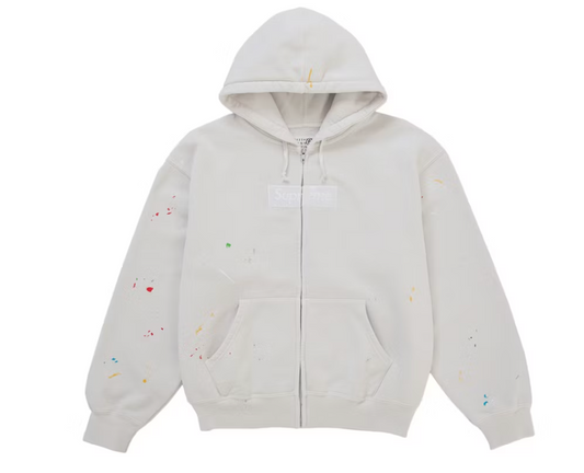 Supreme MM6 Maison Margiela Box Logo Zip Up Hooded Sweatshirt White