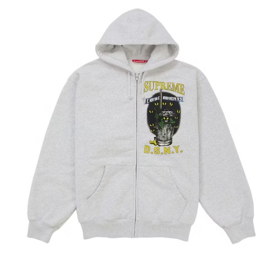 Supreme DSNY Zip Up Hooded Sweatshirt Heather Grey