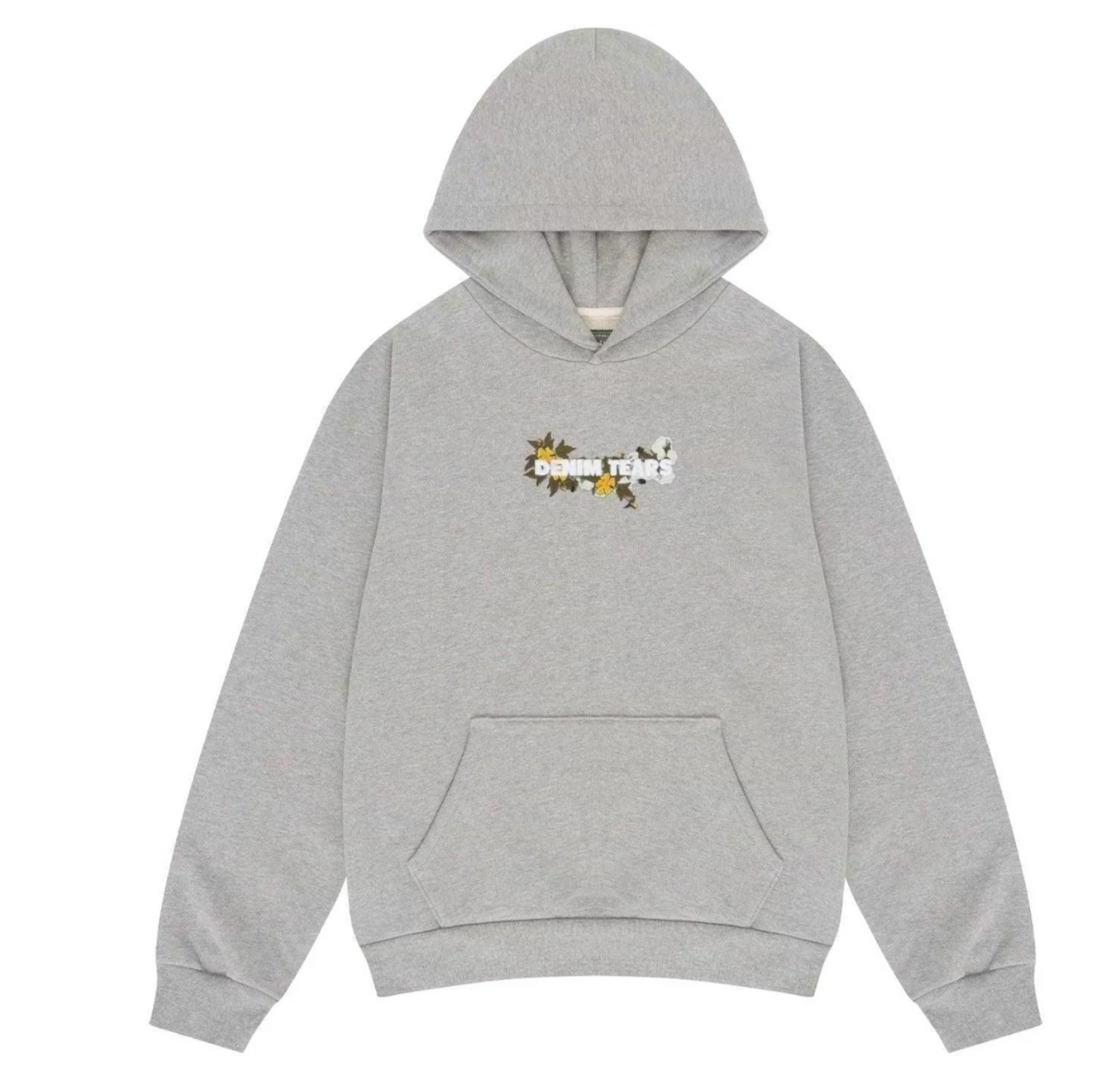 Denim Tears Embroidered Floral Logo Hoodie Grey