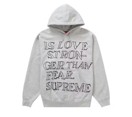 Supreme Stronger Than Fear Hooded Sweatshirt Heather Grey
