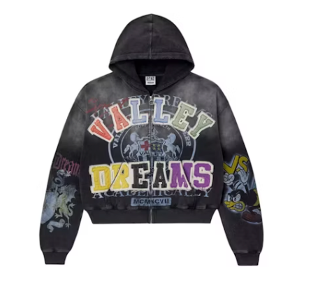 Vale Forever Blasted Zip Up Hoodie Black