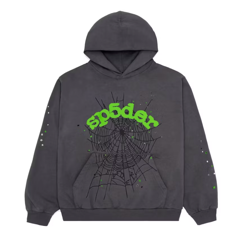 Sp5der Wait Web Hoodie & Sweatpants Slate Grey Set