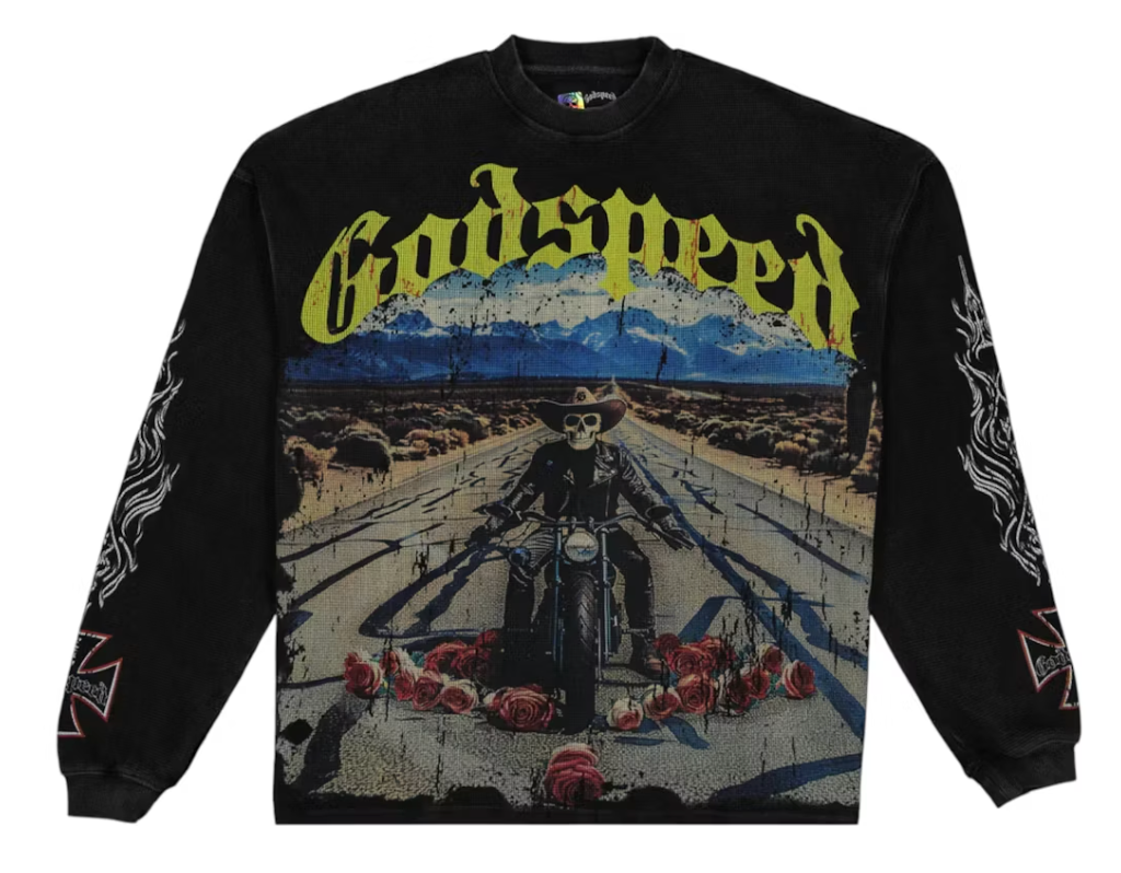 Godspeed Long Lonely Road Thermal L/S T-shirt Black Wash