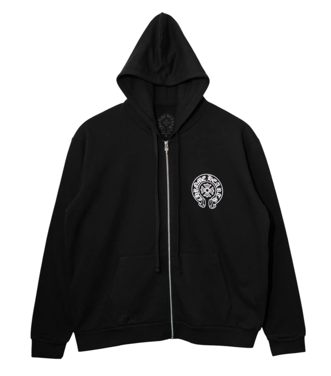 Chrome Hearts NYC Exclusive Horseshoe Logo Zip Up Hooded Sweatshirt Black