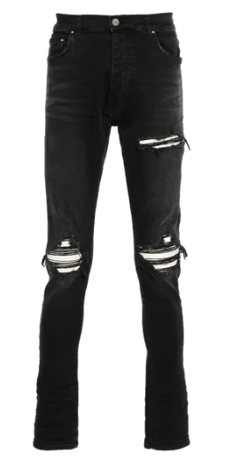 Amiri MX1 White Ultra Suede Patch Jeans Aged Black