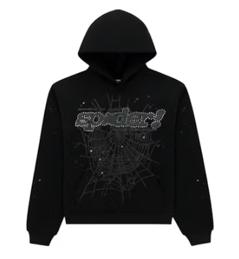 Sp5der Rhinestone Punk V2 Hoodie Black