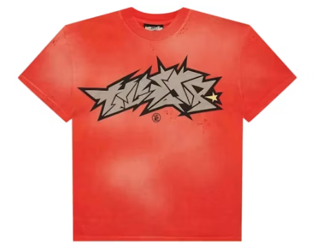 Hellstar Cracked Logo Print T-Shirt Red