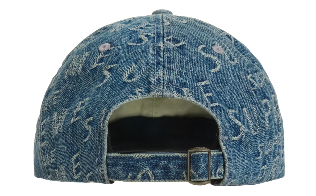 Supreme Warp Jacquard Logos Denim 6-Panel Blue