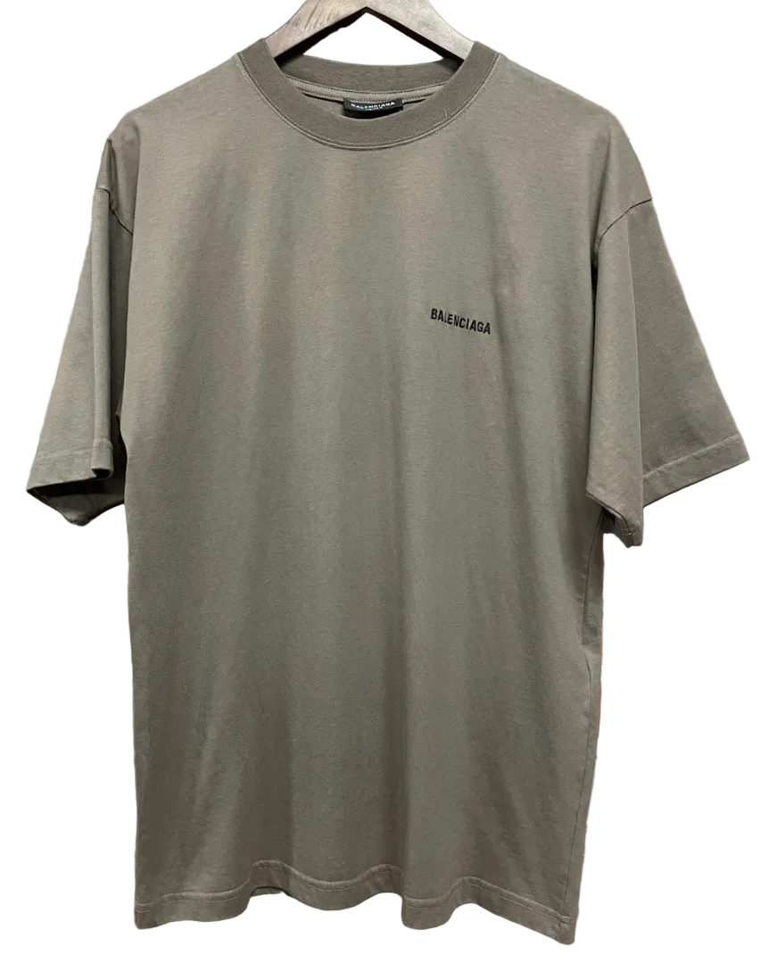 Balenciaga Oversized Embroidered Logo Tee Beige
