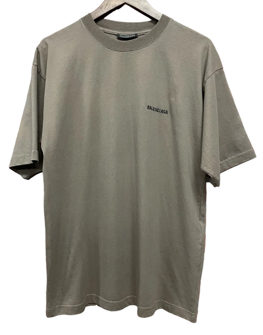 Balenciaga Oversized Embroidered Logo Tee Beige