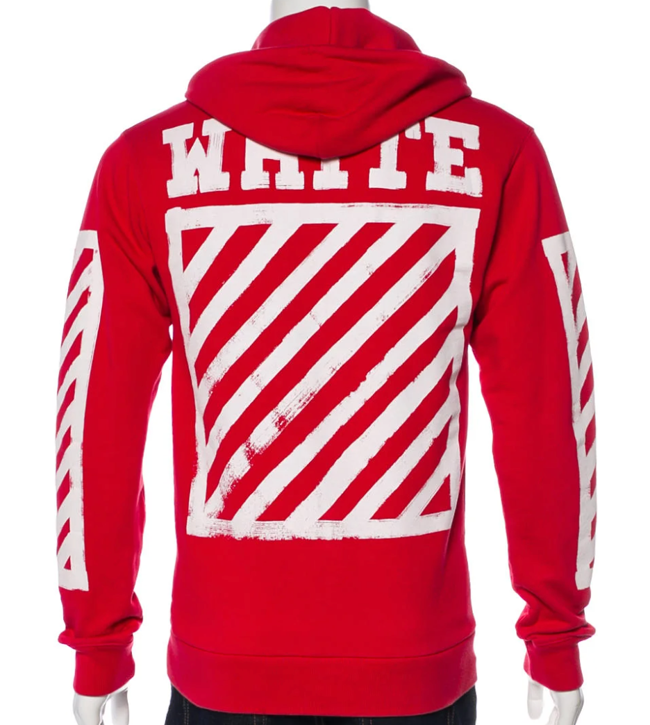 Off-White Brushed Diagonals Zip-Up Hoodie Red