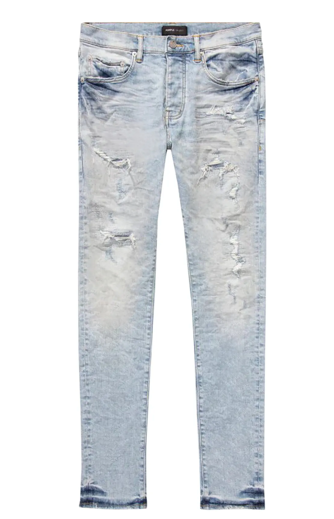 PURPLE BRAND Low Rise Skinny Jeans Worn Quilted Destroy Pocket