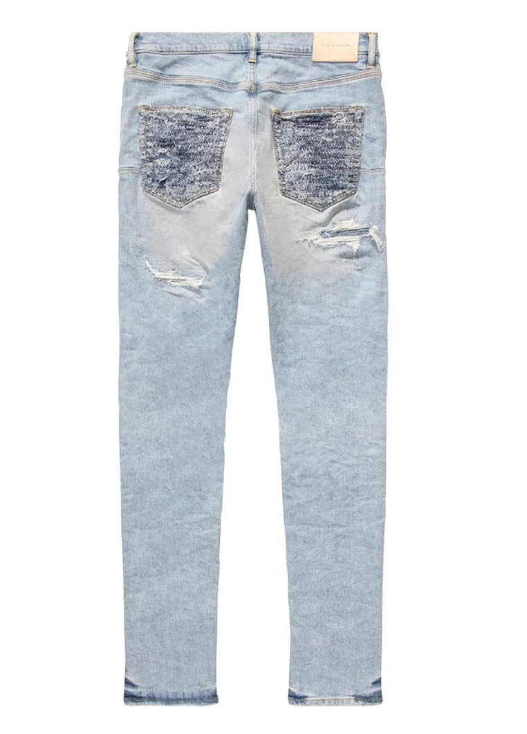 PURPLE BRAND Low Rise Skinny Jeans Worn Quilted Destroy Pocket