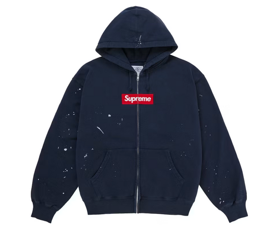 Supreme MM6 Maison Margiela Box Logo Zip Up Hooded Sweatshirt Navy