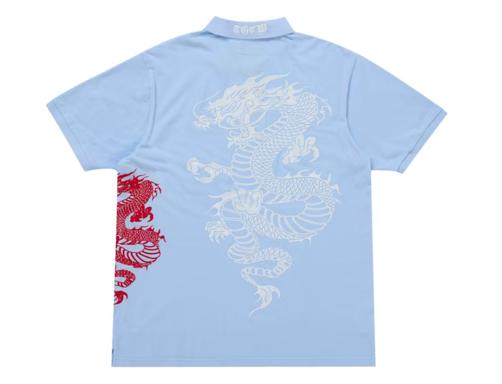 Supreme The Great China Wall Dragon Polo Light Blue