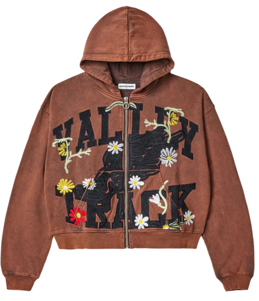 Vale Harmony Garden Zip Up Hoodie Brown